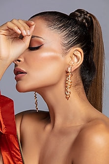 Gold Finish Coiled Snake Earrings