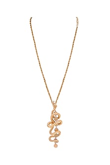 Gold Finish Seven Chakras & Coiled Snake Necklace