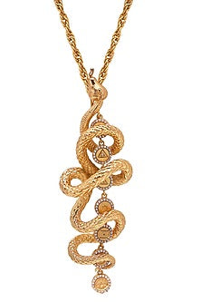 Gold Finish Seven Chakras & Coiled Snake Necklace