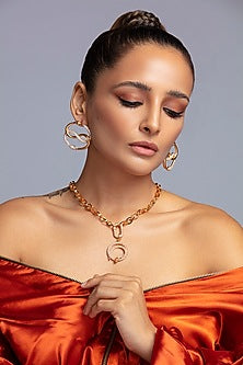 Gold Finish Handcrafted Snake Symbol Necklace