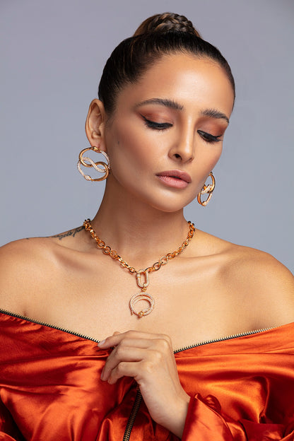 Gold Finish Handcrafted Snake Symbol Necklace