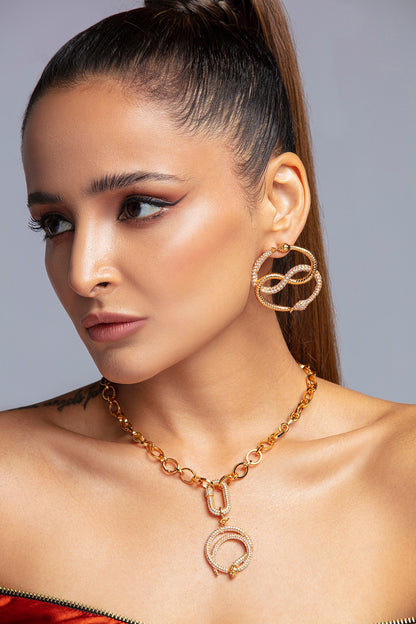 Gold Finish Handcrafted Snake Symbol Necklace