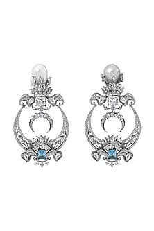 White Plated Swarovski Chandbali Earrings