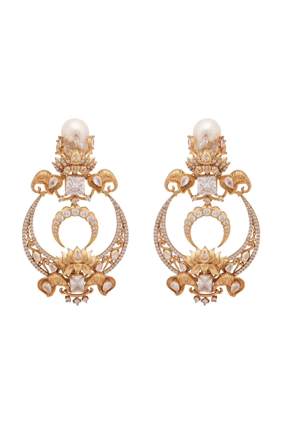 Gold Finish Swarovski Chandbali Earrings