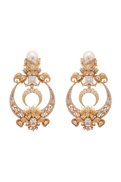 Gold Finish Swarovski Chandbali Earrings
