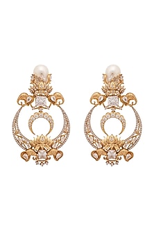 Gold Finish Swarovski Chandbali Earrings