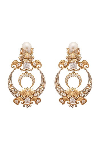 Gold Finish Swarovski Chandbali Earrings