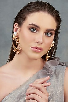 Gold Finish Swarovski Chandbali Earrings