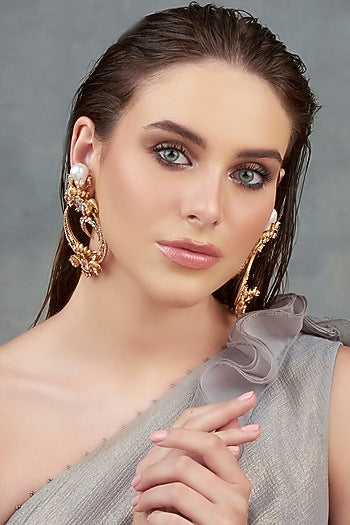 Gold Finish Swarovski Chandbali Earrings
