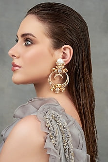Gold Finish Swarovski Chandbali Earrings