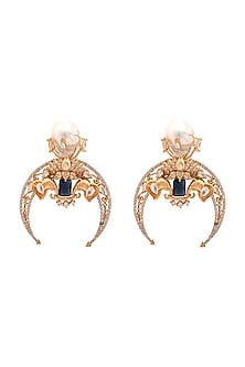 Rose Gold Plated Swarovski & Sapphire Dangler Earrings