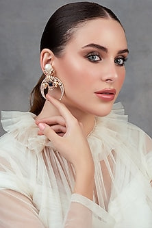 Rose Gold Plated Swarovski & Sapphire Dangler Earrings