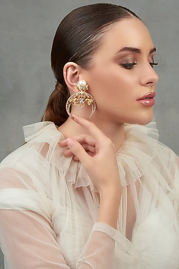 Gold Plated Swarovski Dangler Earrings
