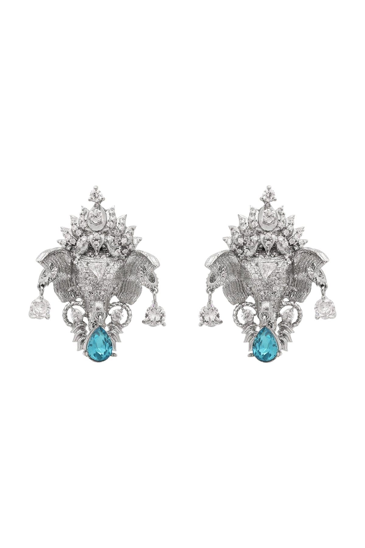White Plated Swarovski Stud Earrings
