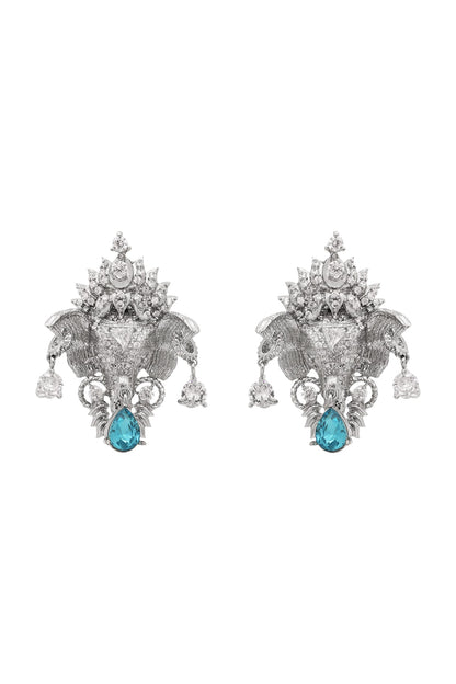 White Plated Swarovski Stud Earrings