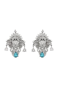 White Plated Swarovski Stud Earrings
