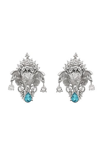 White Plated Swarovski Stud Earrings
