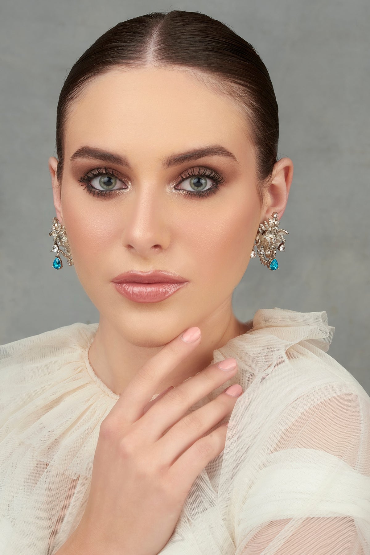 White Plated Swarovski Stud Earrings