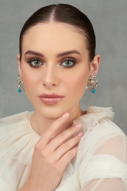 White Plated Swarovski Stud Earrings
