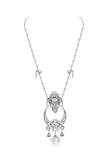 White Plated Motifs & Swarovski Necklace