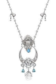 White Plated Motifs & Swarovski Necklace