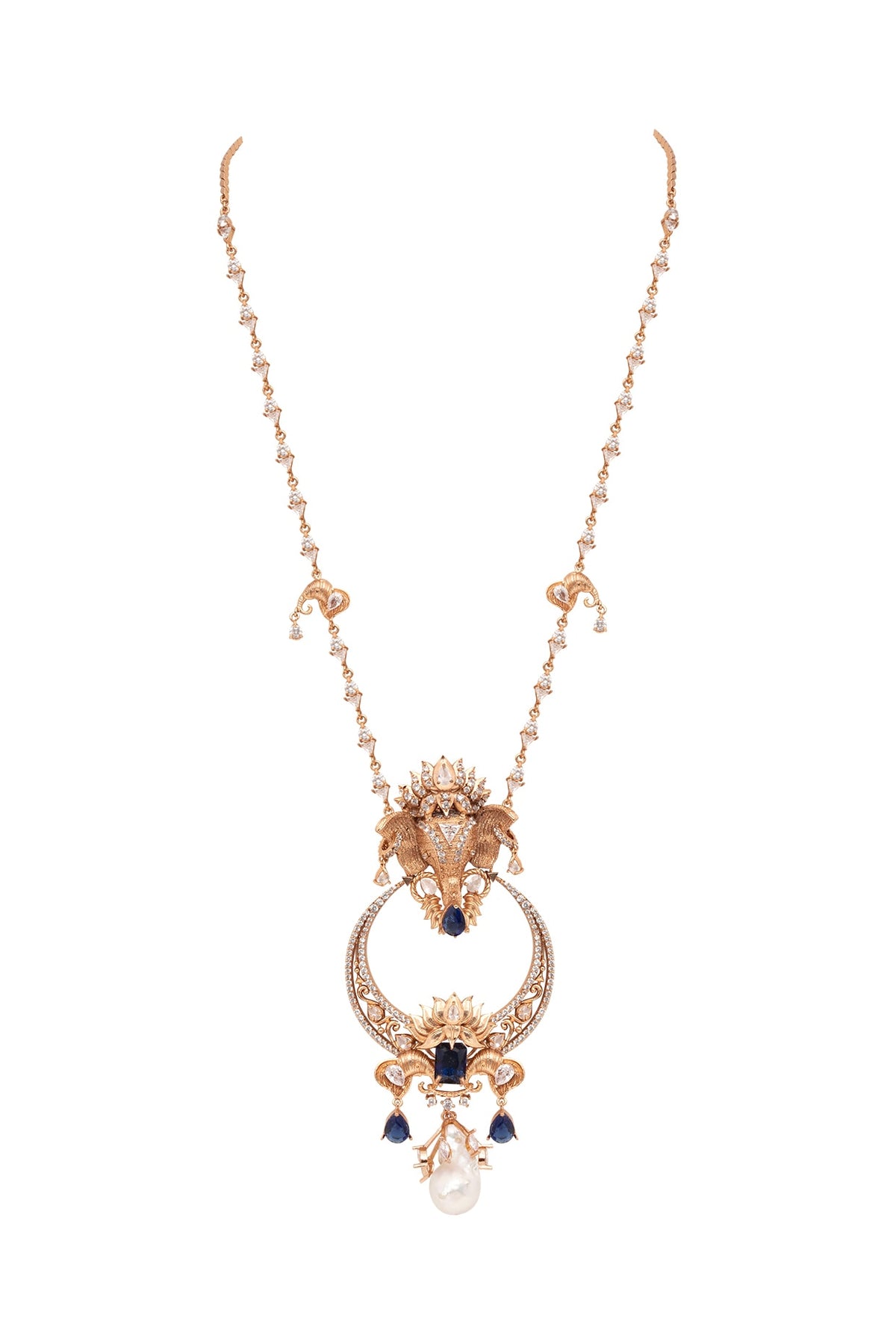 Gold Plated Swarovski & Motifs Necklace