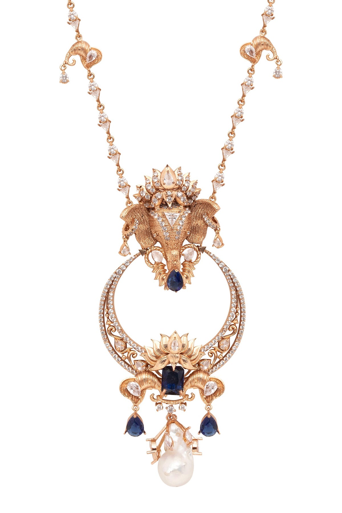 Gold Plated Swarovski & Motifs Necklace