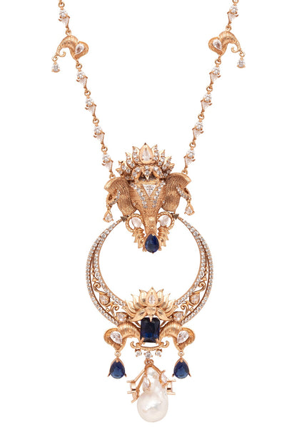 Gold Plated Swarovski & Motifs Necklace