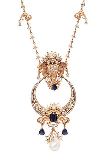 Gold Plated Swarovski & Motifs Necklace