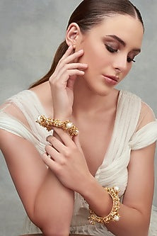 Gold Plated Swarovski Bangles (Set Of 2)