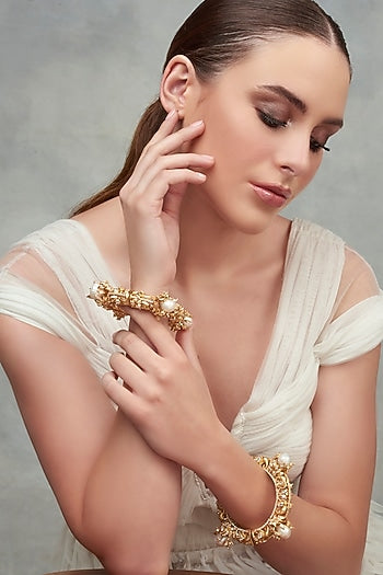 Gold Plated Swarovski Bangles (Set Of 2)