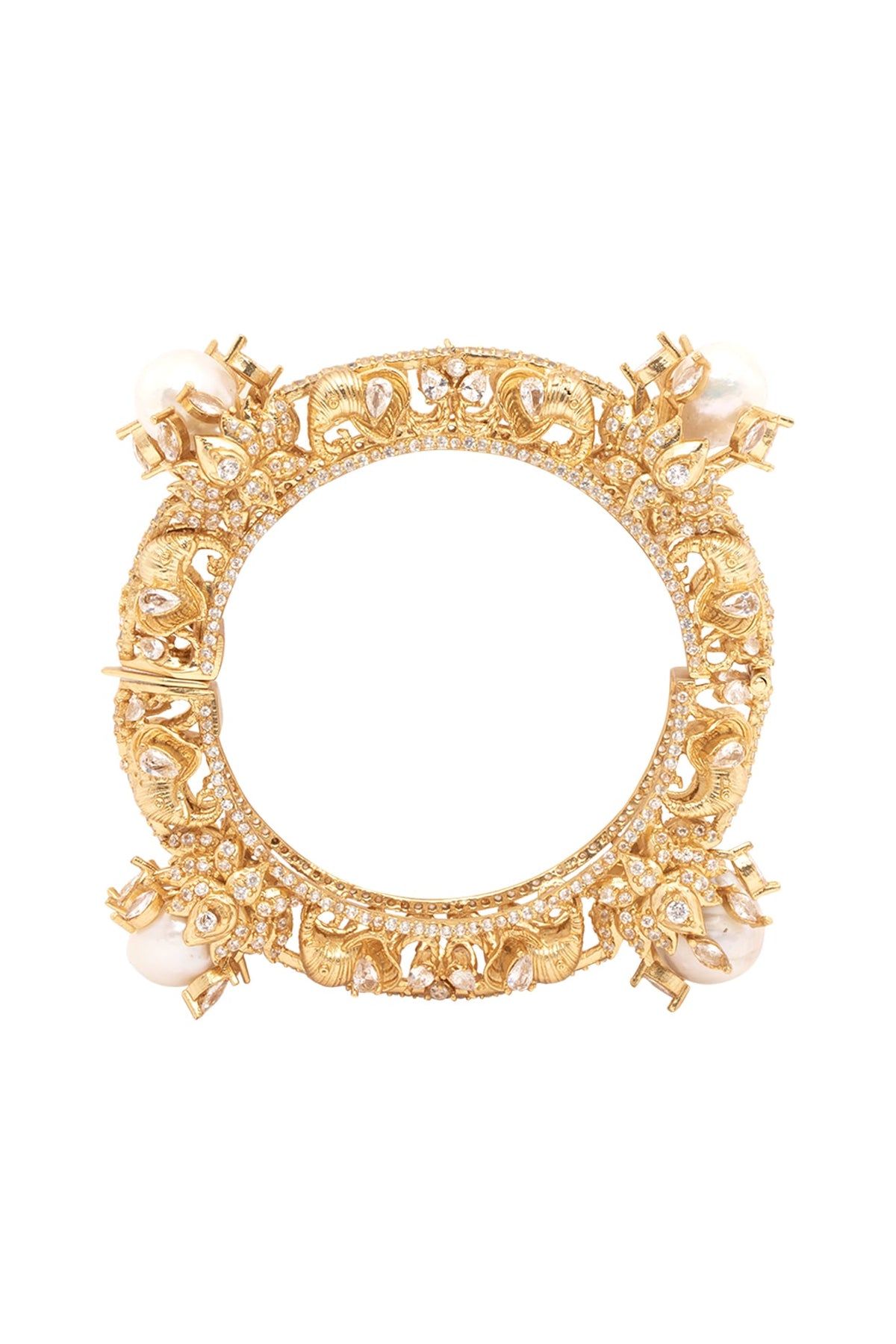 Gold Plated Swarovski Bangles (Set Of 2)