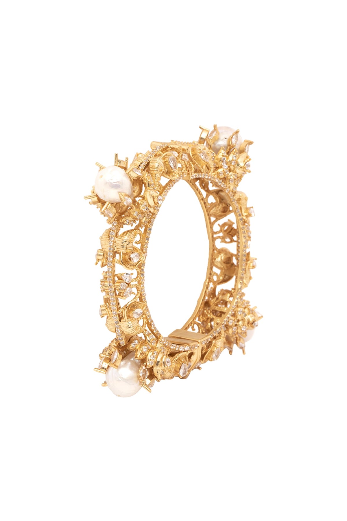 Gold Plated Swarovski Bangles (Set Of 2)