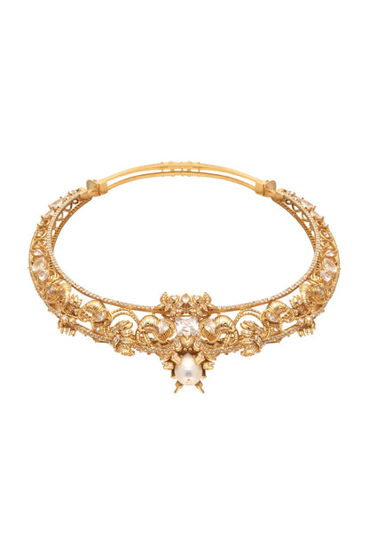 Gold Plated Swarovski & Baroque Pearls Necklace
