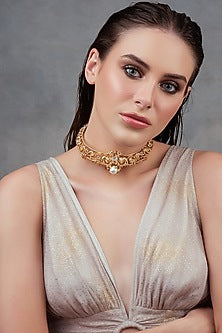 Gold Plated Swarovski & Baroque Pearls Necklace