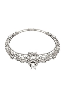 White Plated Swarovski & Baroque Pearls Necklace