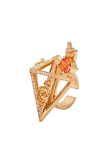 Gold Finish Crystal Ring