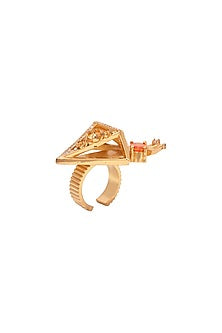 Gold Finish Crystal Ring