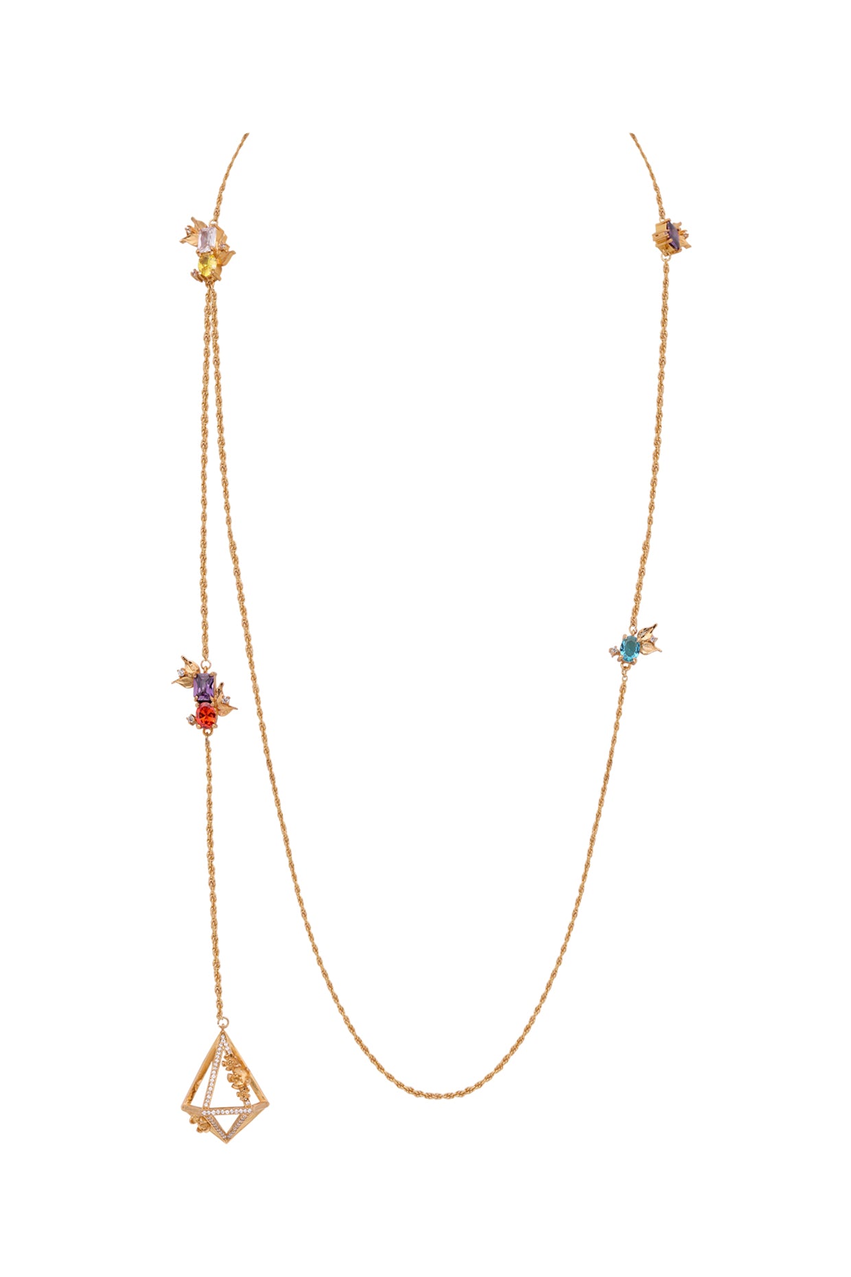 Gold Plated Crystal Baguettes Handcrafted Mask Chain