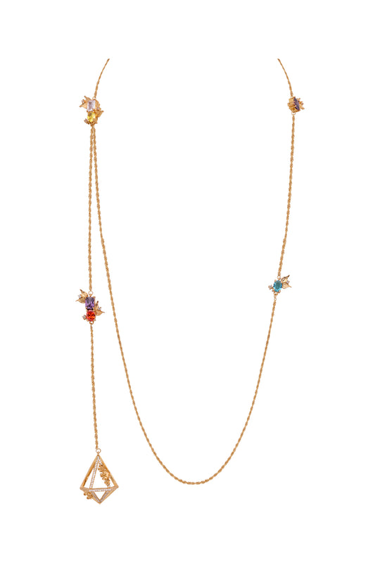 Gold Plated Crystal Baguettes Handcrafted Mask Chain