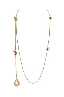 Gold Plated Crystal Baguettes Handcrafted Mask Chain