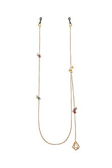 Gold Plated Crystal Baguettes Handcrafted Mask Chain