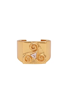 Gold Finish Ring With Zircons