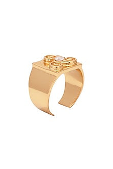 Gold Finish Ring With Zircons
