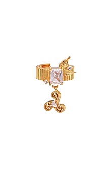 Gold Finish Zircon Crystal Ring