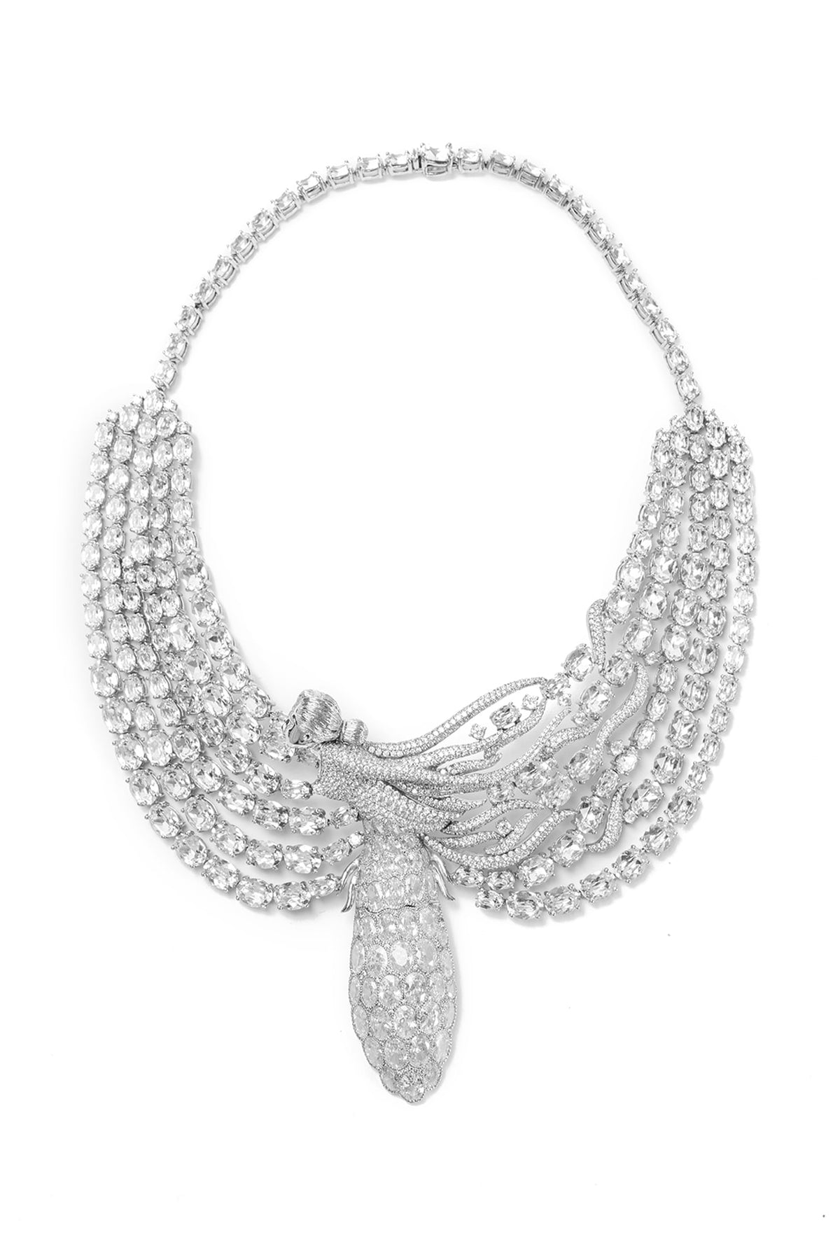 Silver Plated Swarovski Necklace In Sterling Silver