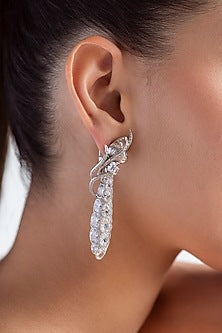 Silver Plated Swarovski Dangler Earrings In Sterling Silver