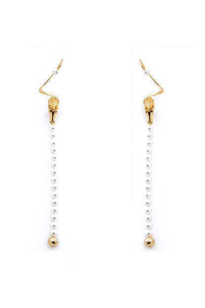 Gold Plated Swarovski Pearl Dangler Earrings In Sterling Silver