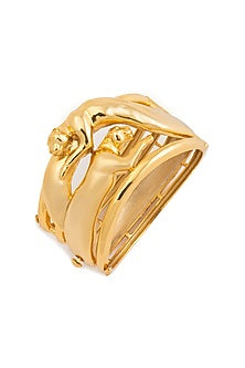Gold Finish Jaguar Handcuff In Sterling Silver