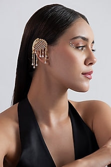 Gold Finish Swarovski Earcuffs In Sterling Silver